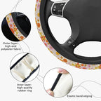 Colorful Daisy Steering Wheel Cover, Orange Floral Print Steering Wheel Cover Protector for Women, Ultra-Thin with Personalized Pattern Design, for Steering Wheel with a Diameter of 14.5"-15"