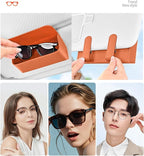 Universal Car Sunglasses Holder for Sun Visor, Premium Magnetic Leather Eyeglass Hanger Clip & Visor Organizer, Large Capacity Car Interior Accessories Fit for Women Men Black