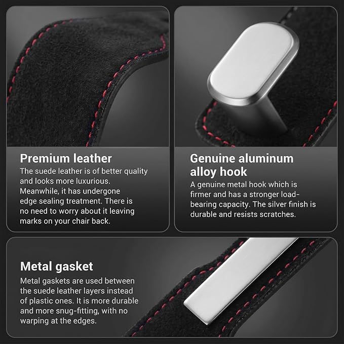 2 Pack Black Headrest Hooks for Car, Heavy Duty Purse Hook Holder Universal Vehicle Storage Organizer for Purses Bags Accessories