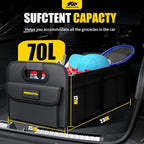 Car Trunk Organizer - 70L Collapsible Trunk Organizer with Reinforced Handles for Groceries, Car Storage Organizers for SUV Auto Truck Van with Non Slip Bottom (Black)