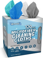 Microfiber Cleaning Cloth, 120 Pack Reusable Paper Towels Microfiber Towels for Cars Lint Free Shop Rags with for Home Kitchen Automotive, 11"x 9", White & Grey & Light Blue & Blue