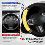 Bling Car Steering Wheel Cover, 15 Inch Rhinestones Soft Leather Elastic Steering Wheel Protector, Sparkly Crystal Diamond for Women, Car Interior Accessories for Most Cars (Yellow)