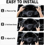 Car Steering Wheel Cover 15 inch, Microfiber PU Leather Elastic Steering Wheel Protector, Anti-Slip Breathable Car Interior Accessories for Most Cars (Grey)