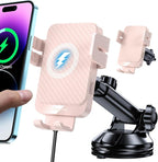 Wireless Car Charger, 15W Fast Charging Auto-Clamping Car Mount Hands-Free Car Charger Mount for Dash Windshield Air Vent Compatible with iPhone 16 15/14/13/12, Samsung S23/S22/S21 Pink