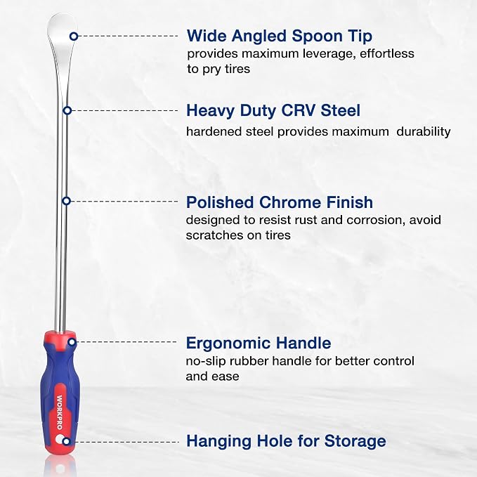 14.5” Steel Tire Spoons Tool Set, 23-Piece Tire Iron Set with Storage Bag, Tire Removal Tools, Tire Changing Tools, Tire Repair Tools, Tire Levers for Motorcycle, Bicycle, Car and Lawn Mower