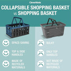 Eco Collapsible Shopping Basket with Handles, 24L Stone, 3 Pack