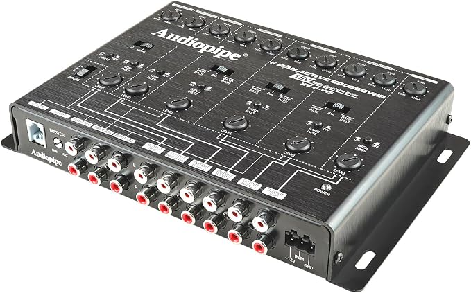 6-Way Active Crossover (XV-6-V15), Multiplier Switch, Compact, Power LED Indicator, Subwoofer Bass Boost, Custom Installation, Remote Bass Knob