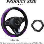 Car Steering Wheel Cover, 15 inch Carbon Fiber Microfiber Anti-Slip Breathable PU Leather Elastic Steering Wheel Protector, Car Interior Accessories for Most Cars (Purple)