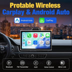 Carplay Screen for Car, 7 inch Wireless Carplay & Android Auto（Silver） | Portable Touchscreen car play with Mirror Link，Bluetooth，Voice Control，Map Navigation，FM Transmit，Plug-and-Play car stereo