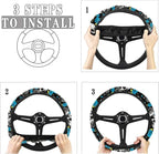 Skulls Print Car Steering Wheel Cover Stretch-on Fabric Neoprene Comfortable Grip Automotive Steering Wheel Protector Adult Anti-Slip Universal 15 inch Machine Washable Gray
