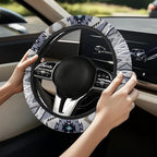 Auto Steering Wheel Cover for Women Men, Universal 15 Inch Soft Elastic Steering Wheel Wrap Anti-Slip Easy to Install Car Accessories, Southwest Aztec Blue Gray
