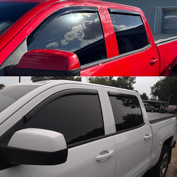 in-Channel Side Window Visors Rain Guards Deflectors for Chevy Silverado/GMC Sierra 1500 2500HD 3500HD Double/Extended Cab 2014-2018,1500 LD/Limited 2019, Vent Shade Wind Sun Rain Guards 4PC 194528