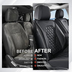Coverado Front Seat Covers, Waterproof Nappa Leather Anti-Scratch Protectors, Universal Fit for Sedans, SUVs, Pickups, Car Accessories, Waterproof Seat Covers-Black