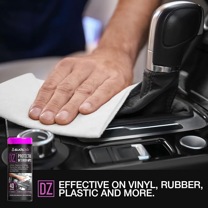 DZ Protective Interior Wipes, Interior Shield Car Protectant Wipes, Clean and Protect Automotive Surfaces from UV Damage, Fading, and Dust Buildup, Natural Matte Polish, 40 count