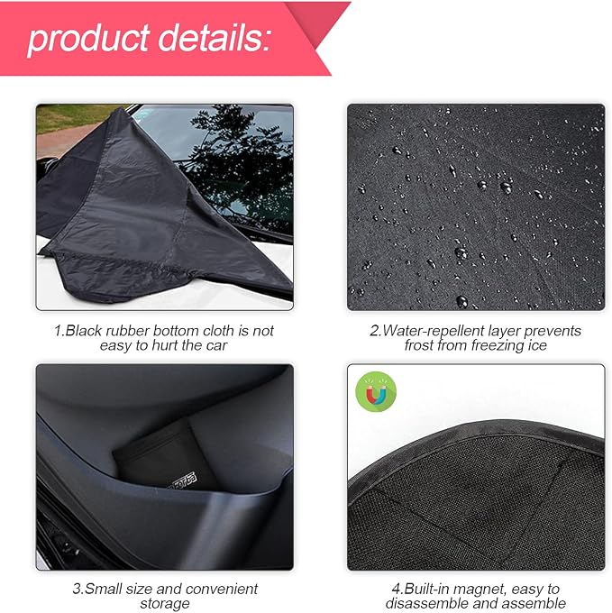 Car Magnetic Windshield Snow Cover for Ice, All Weather Application Windshield Cover, Snow and Wiper Protector for Most Cars, SUVs, Vans, Winter Car Front Window Accessories