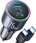 175W Super Fast Car Charger [GaN] 3-Port Car Charger USB C Fast Charge with USB-C Cable, Car Cigarette Lighter USB Charger for iPhone 17/16/15, Samsung S26/25, Pixel 10, MacBook, iPad and More