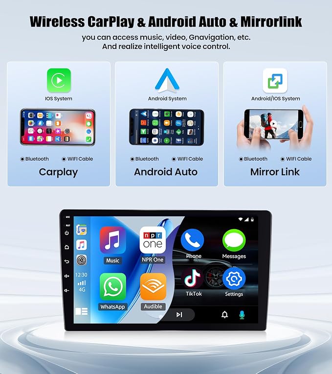 8Core 6G+128G Android Car Radio Stereo for Honda Accord 2008 2009 2010 2011 2012 2013 Upgrade 10.1 Inch Touch Screen with 360° Panoramic View CarPlay Android Auto Mirror Link WiFi Backup Camera