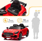 12V Ride on Car, Licensed Mercedes Benz AMG GTR Battery Powered Electric Vehicle, w/Parent Remote, Wider Seat, LED Lights, Openable Doors, MP3 Player, Smooth Start, 3 Speeds - Red