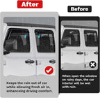 Window Visors Rain Guards for 2020-2025 2026 Jeep Gladiator Accessories, Outside-Mount Tape-On Side Window Wind Deflectors Vent Visors Shades Rainproof Black 4PCS