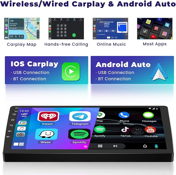 4G+64G 8Core Android 15 Car Stereo for Nissan Juke 2011-2016 Wireless CarPlay Android Auto, 9” IPS 1280 * 720 Touch Screen Radio Upgrade Bluetooth 5.0 GPS Navi 5G WiFi FM/RDS SWC