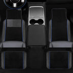 10 Pcs Car Floor Mats Full Set Car Accessories, Microfiber Leather Steering Wheel Covers 14.5-15 inch, Center Console Cover, Seat Belt Pads, Cup Coasters, Universal Interior Decor(Blue)