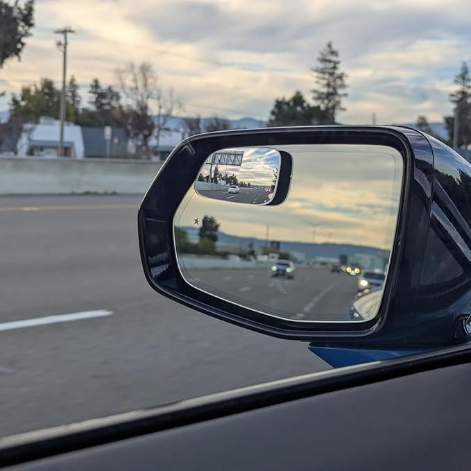 Large Rear View Blind Spot Mirror, Frameless HD Glass Convex Wide Angle Stick on Wing Blindspot Mirror Rearview Car Mirror for Car SUV and Truck (Pack of 2)