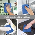 Waffle Weave Microfiber Towel, 10 Pack Lint Free Cleaning Rags, 12 x 12 Inches Barista Towels, Reusable Microfiber Cleaning Cloth for Household, Kitchen, Glass and Window, Blue