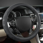 Microfiber Leather Steering Wheel Cover for Honda Accord,Civic,CR-V,HR-V,Pilot(Black-Standard Size)