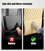 Leatherette Car Seat Protector - 2 Pack Large Car Kick Mats with Storage Organizer Seat Back Cover Against Dirty Shoes & Scratches, Universal Fit for Most Vehicles (Beige)