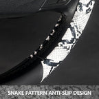 Snake Skin Steering Wheel Cover, Universal 14.5-15 inch Breathable Microfiber Leather Anti-Slip Car Steering Wheel Protector for Women Men, Black&White
