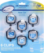 New Car Scent Car Air Freshener Vent Clip 6 Ct, Long Lasting | Up to 180 days, Natural Essential Oil, Car Fragrance Accessories for Women and Men, Odor Eliminator, 4 mL Each