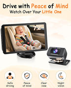 Baby Car Camera 7.2-Inch Monitor: 1080P HD Rear Facing Infant Backseat Camera with Night Vision 360° Rotation Wide Angle USB Plug & Play Anti-Glare Screen for Safe Driving F25