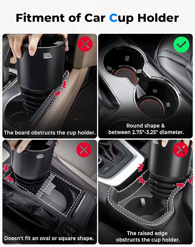 Cup Holder Expander for Car, Compatible with Hydro Flask 32/40oz, Yeti 24/30/36oz, Other Bottles in 18-40oz, Large Cup Holder Adapter Fits for Universal Vehicle, Silver Gray