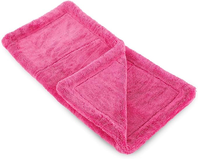 The Liquid8r M22, Absorbent 70/30 Blend Microfiber Drying Towel for Cars, Trucks, and SUVs, Safe for Detailing, Scratch-Free, Twist Loop, 2200 GSM, 20x20 Inches, Pink