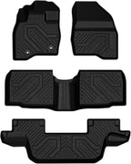 Floor Mats for Ford Explorer 2015-2019 7 Seater All Weather TPE Car Liners Custom Fit for Front, Rear and 3rd Row, Black 4pcs