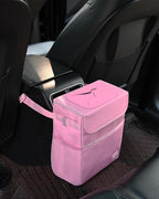 Car Trash Can Cute - Multifunctional Interior Car Accessory for Women, Car Organizer and Storage with Adjustable Straps, Car Stuff Storage 2 Gallons (Leopard-Print Pink)