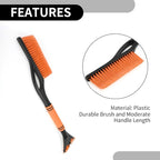 1pc 60x11cm Universal Car Ice Scraper Brush with Broom - SUV Snow Frost Remover for Car Truck RV Windscreen Side Window Anti Crash - Plastic Orange Snow Shoveling Defrost Clearing