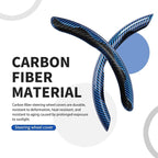 Universal Steering Wheel Cover,Carbon Fiber,3pcs Set(blue) | Clip-On Segmented Fit;Carbon Fiber Look;Fits Most 14-16 in Round or D-Shaped Wheels;Easy Wipe Clean;Non Slip;4 Colors