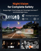 4K Dash Cam Front and Rear Inside, 3 Channel Car Dash Camera for Cars, Dashcam with GPS, Wi-Fi 6, Voice Control, Parking Monitor, Night Vision, Loop Recording, 64GB SD Card Included (T800E)