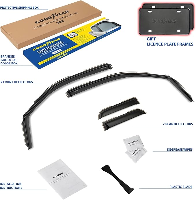Goodyear Shatterproof in-Channel Window Deflectors for Trucks Ford F150 2004-2014 SuperCab, Rain Guards, Window Visors, Vent Deflector, Truck Accessories, 4pcs - GY003420LP