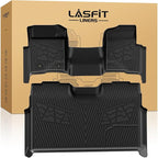 Floor Mats for Ford F-150 2011-2014 SuperCrew 1st Row Bench Seating Carpet Floor, All Weather Protector Car Liners TPE Truck Mats, Front & Rear Rows, 3pcs Black