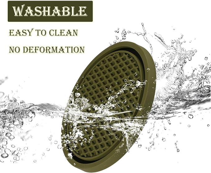 Car Cup Coaster, 4PCS Universal Non-Slip Cup Holders Embedded in Ornaments Coaster, Car Interior Accessories, Olive Green