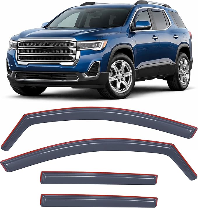in-Channel Window Deflector for GMC Acadia 2017 2018 2019 2020 2021 2022 2023, Light Smoky Blue Window Visor Guards Vent Shades for Rain & Sun Protection, 4PCS