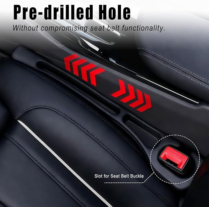 Car Seat Gap Filler, 2 Pack Car Seat Gap Filler Organizer, Anti-Drop Side Console Storage Pocket with Storage Slot, Universal for Auto SUV Truck Interior Accessories, Black