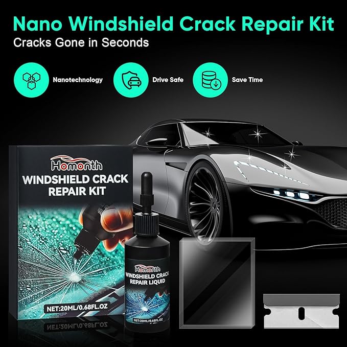 Windshield Chip Repair Kit - 2026 Upgrade Glass Repair Kit, Car Windshield Crack Repair Kit for Fix Windows, Mirrors, Glasses, All Crack Types