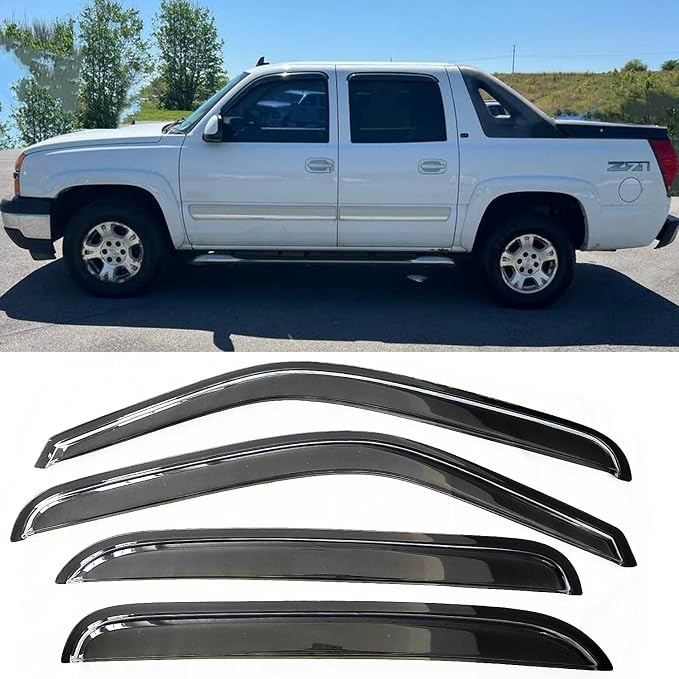 Window Visors Rain Guards Vent Deflectors for Truck 2002-2006 Avalanche/Suburban/Escalade EXT/Yukon XL, 2001-07 Chev/GMC Silv/Sierra 1500/2500/3500 Classic/Crew 94355 4-Pieces Set