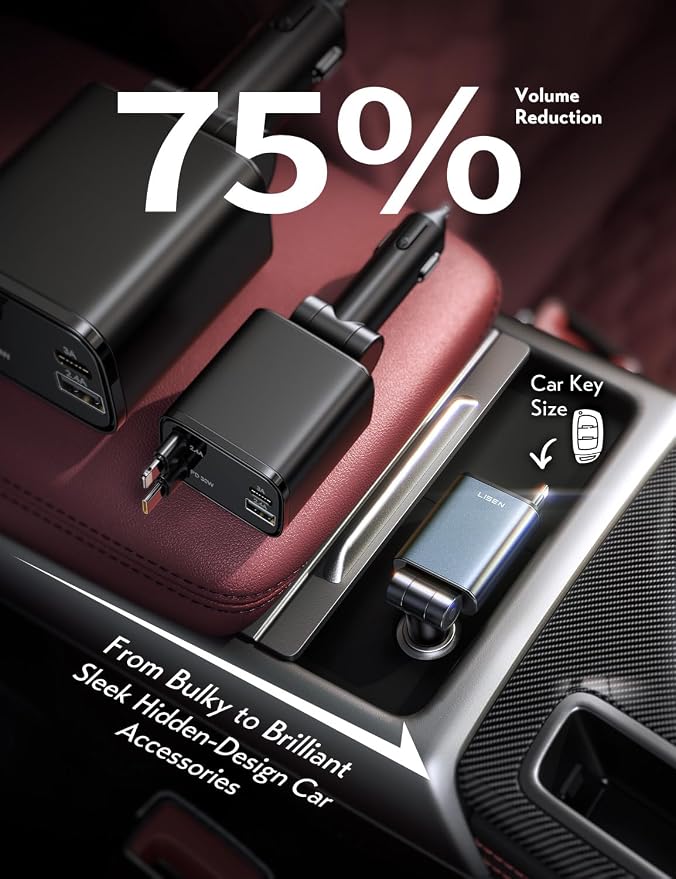 Retractable Car Charger USB C, [Upgraded 72W Max] | Car Accessories，Gifts for Men Women Him Her Car Charger for iPhone/Android Truck RV Electronics