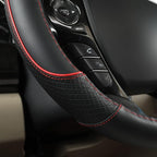 Microfiber Leather Steering Wheel Cover for Honda Accord,Civic,CR-V,HR-V,Pilot(Diamond-Pattern-Black+Red Line-Standard Size)