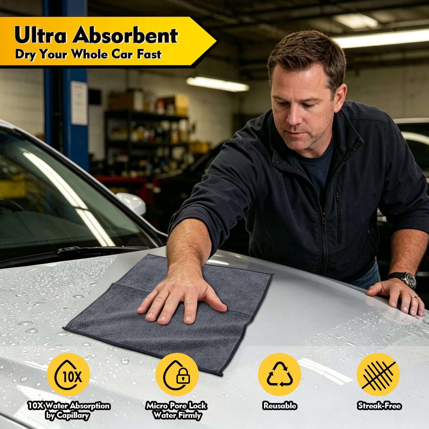 Microfiber Cleaning Cloths (12-Pack) — Scratch-Free Car Towels