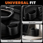 Leather Car Trash Can – Leakproof & Easy-to-Clean Car Garbage Can for Luxury Cars, SUVs & Trucks | Includes 60 Custom Liners, Secure Hook, Easy Install, Black